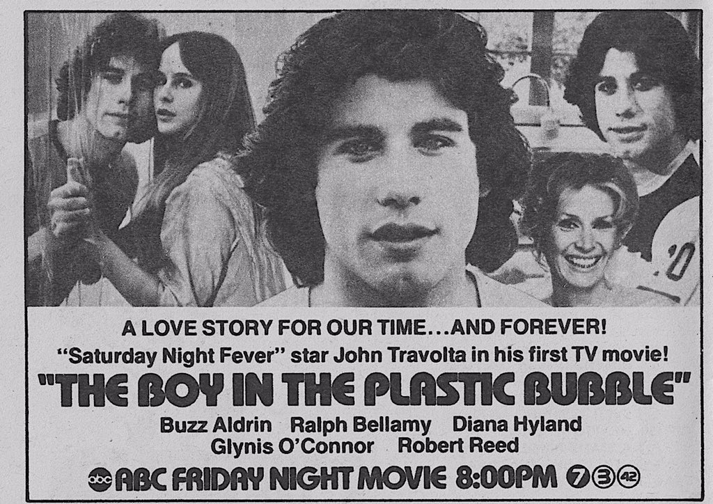 James Kenney on X: "Obscure YT movie of the day: was a huge event at time, but not much discussed or available now: John Travolta in THE BOY IN THE PLASTIC BUBBLE,